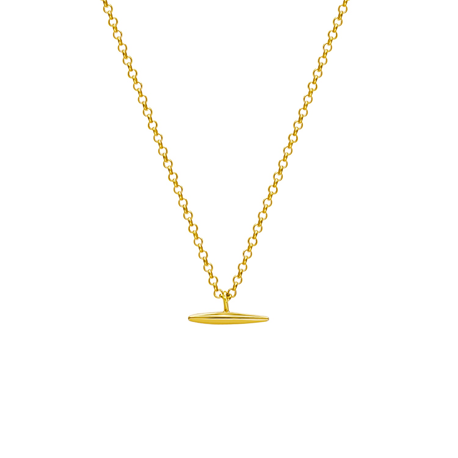A gold vermeil bar necklace on a fine belcher chain.