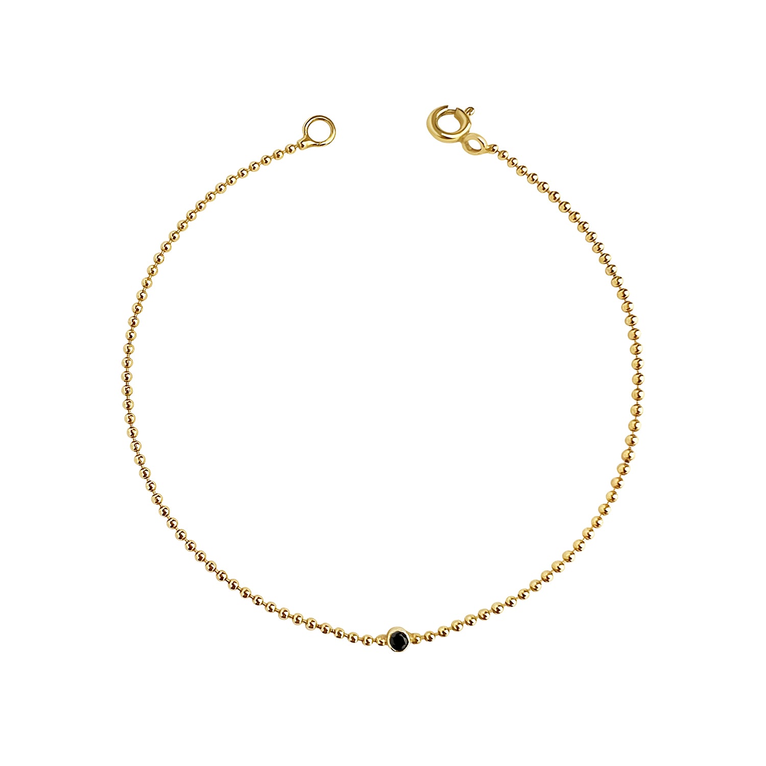 18k gold vermeil ball chain adorned with a 2mm black diamond 