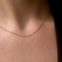 18k gold vermeil fine ball chain necklace with a 2mm lab diamond floating off centre