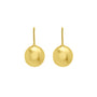 A pair of gold-colored spherical Orb earrings on a white background.