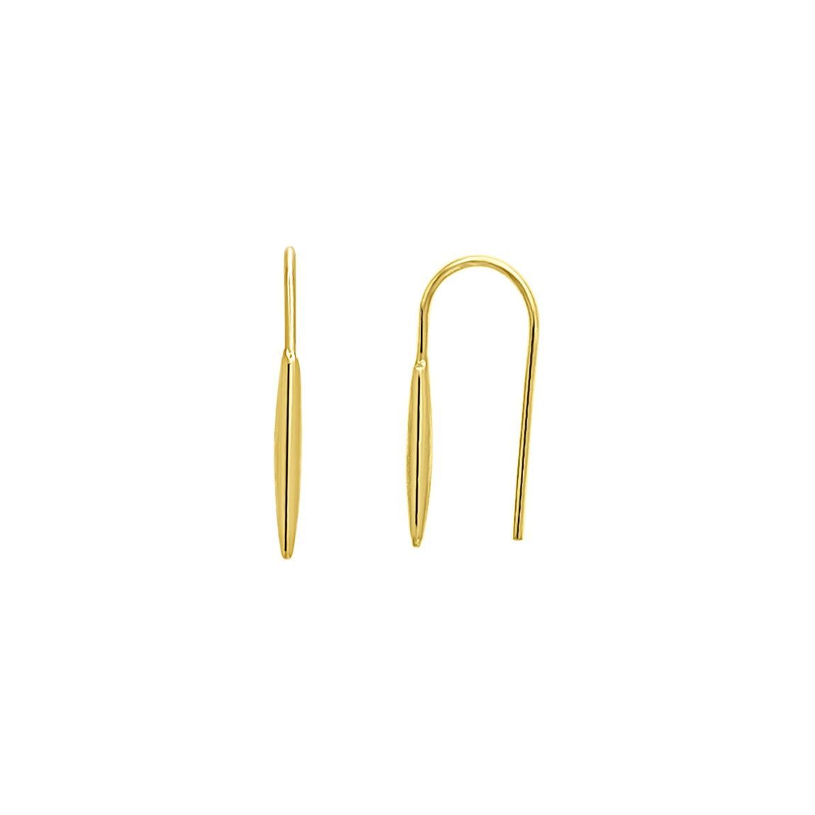 Gold earrings on a white background