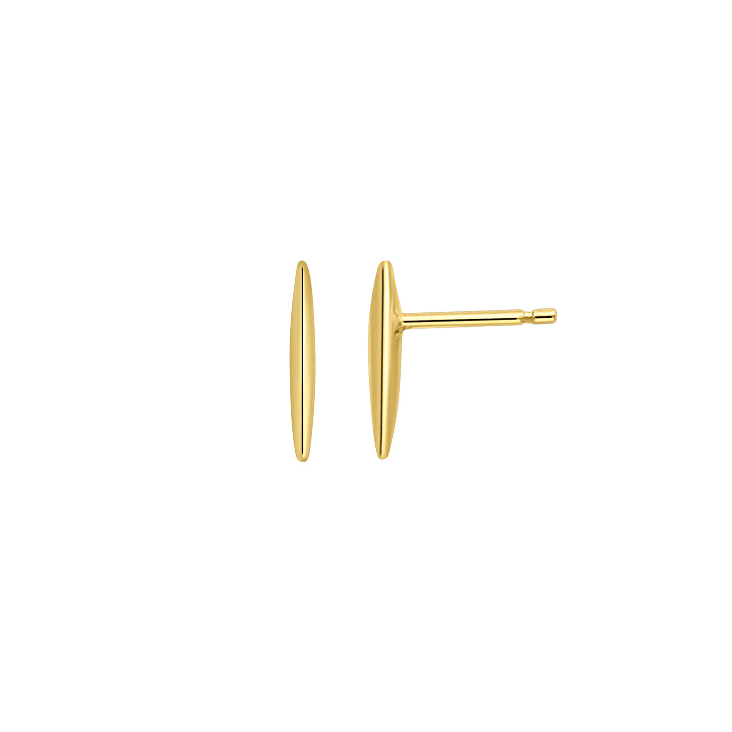 A pair of 18k Gold Vermeil spike stud earrings on a white background.