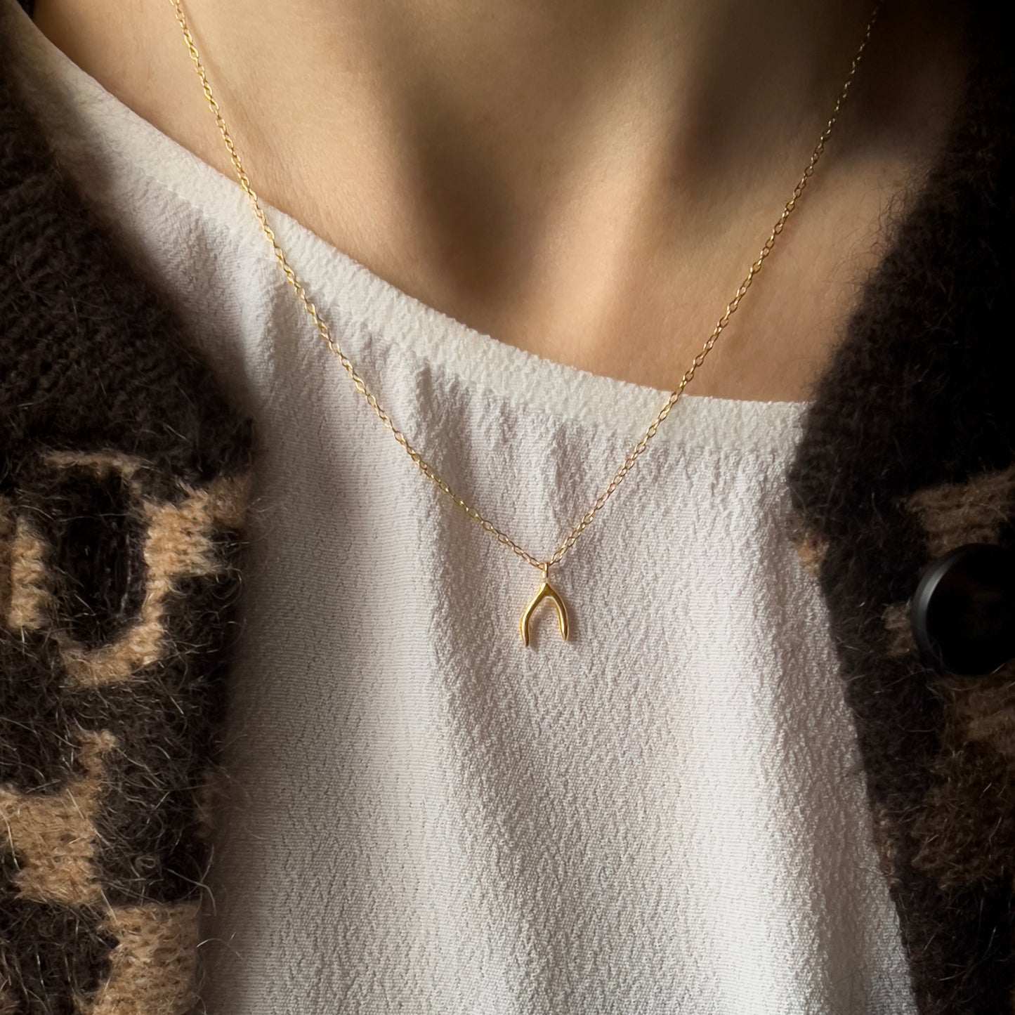 Gold Wish Bone Necklace