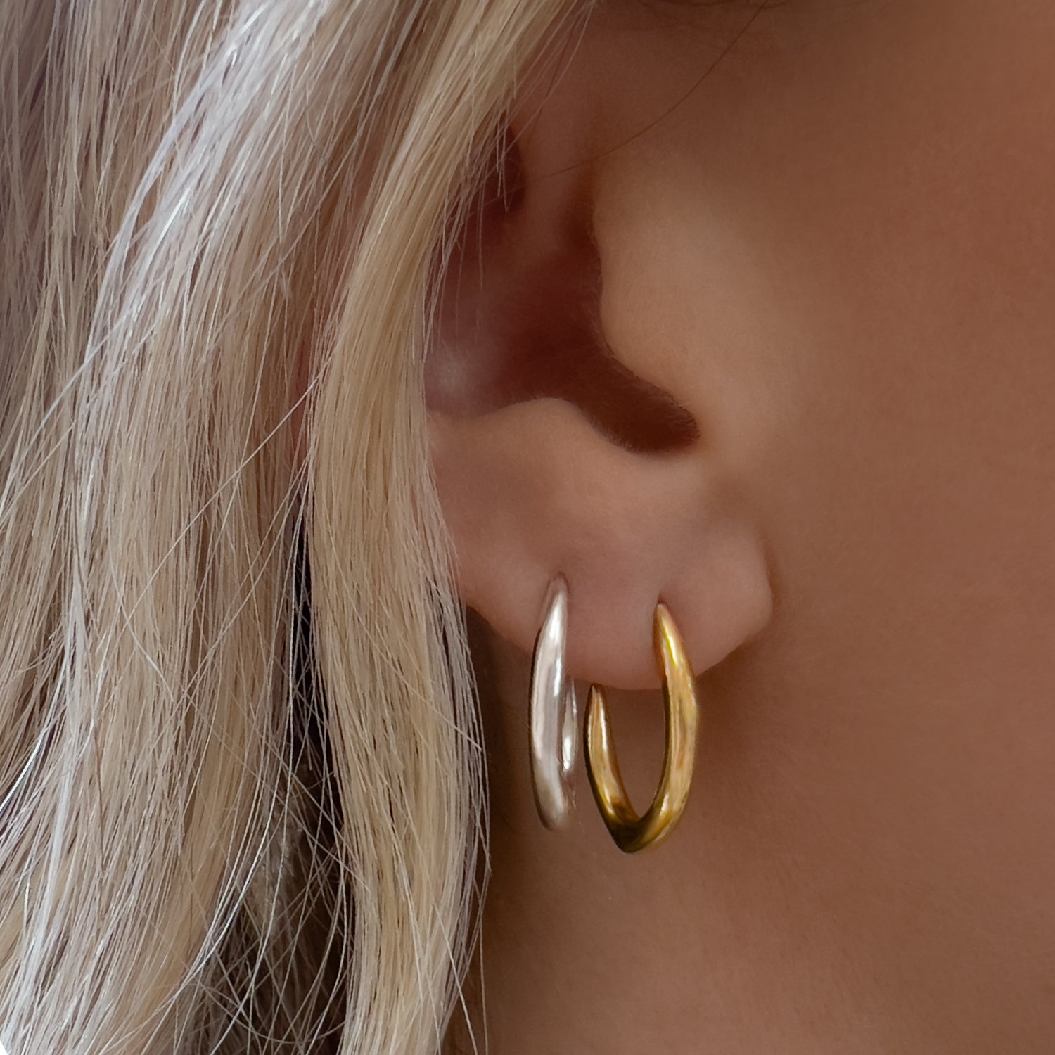 silver and gold hoops