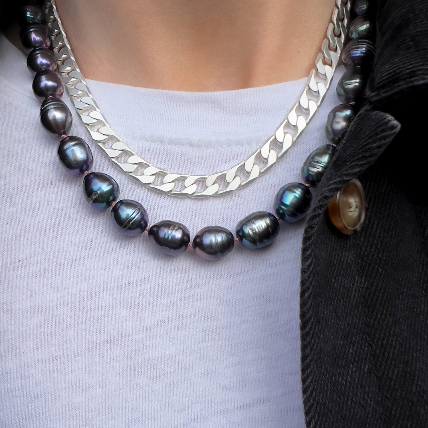 Petrol Blue Freshwater pearl necklace