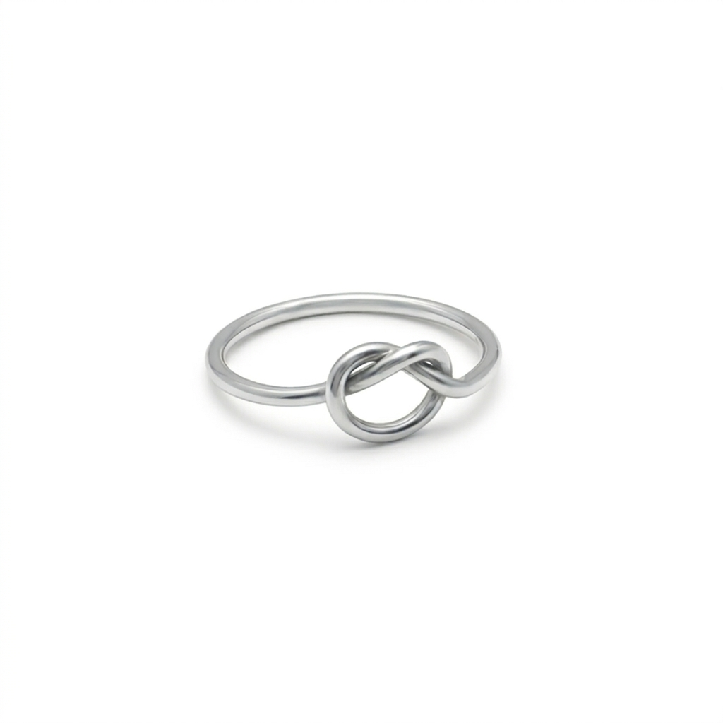 Delicate silver love knot ring  