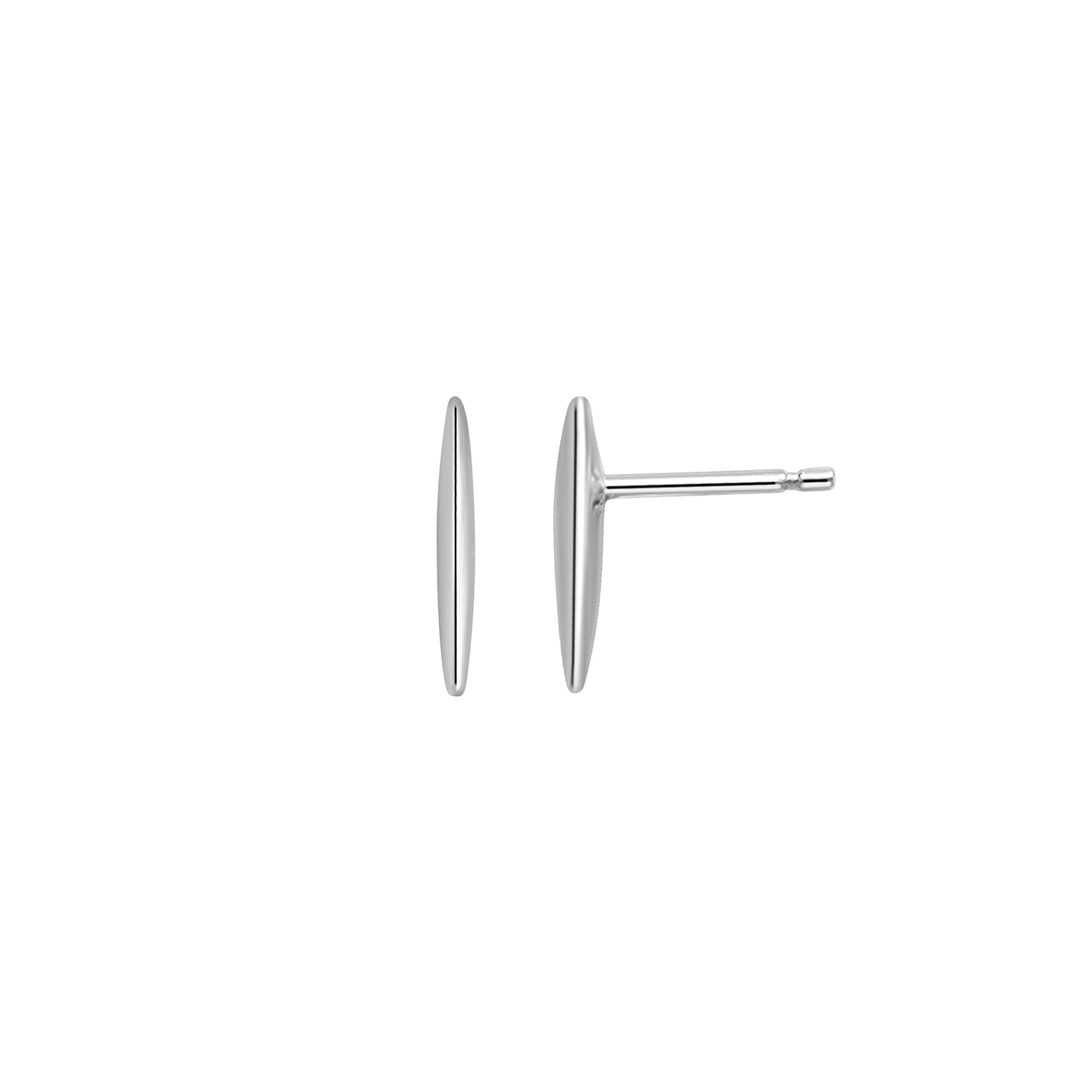 A pair of sterling silver spike stud earrings on a white background.
