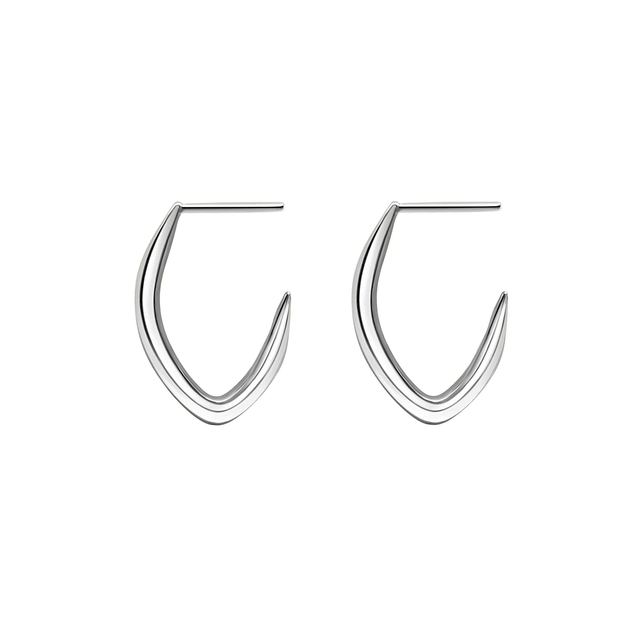 sterling silver hoop earrings in a tapered curved style