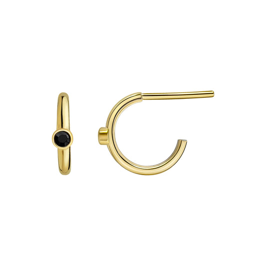 gold hoop with black sapphires