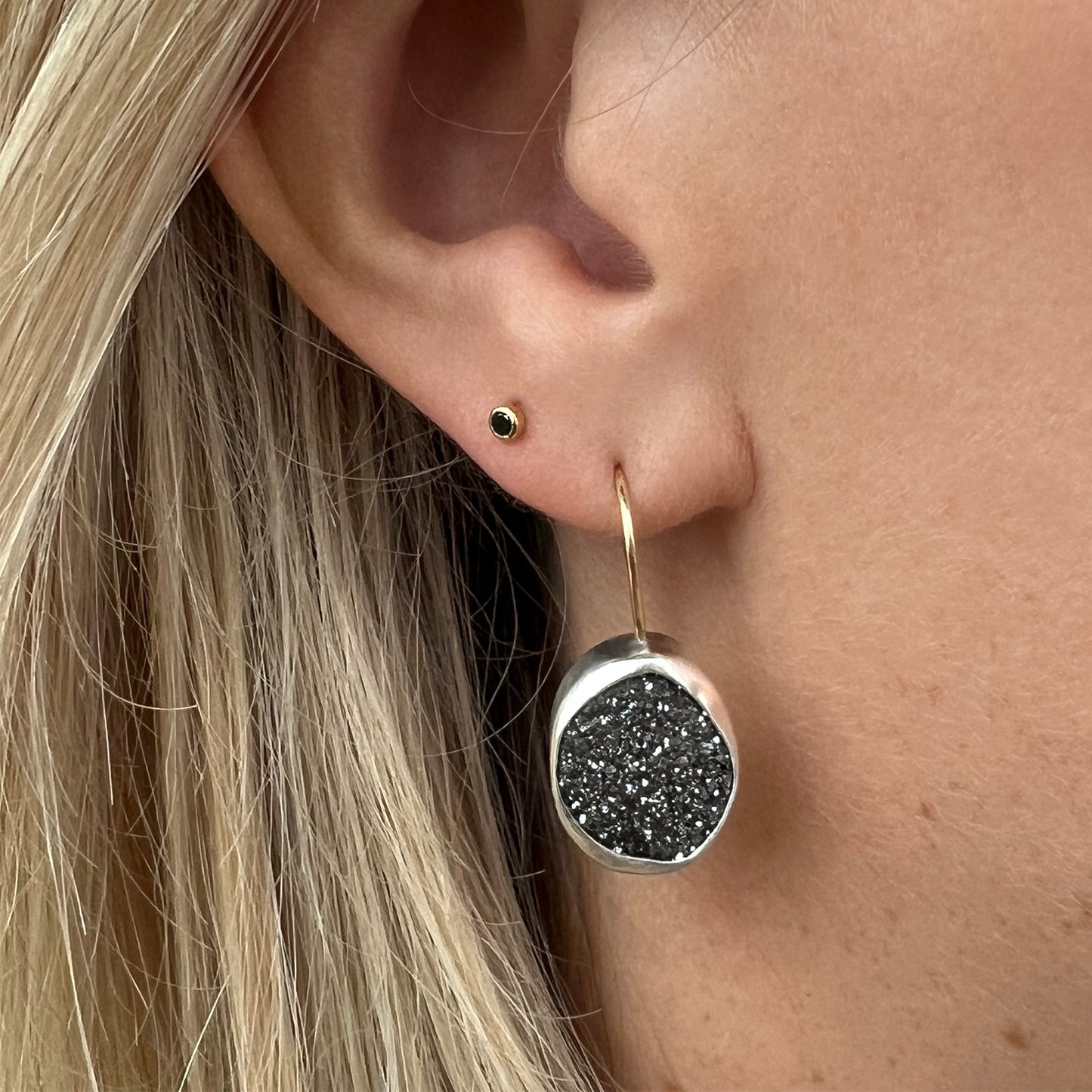 black druzy earrings